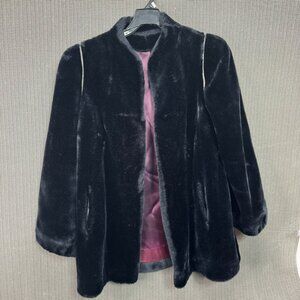 Vintage Womens Size Medium Black Faux Fur Coat Winter coat made in USA